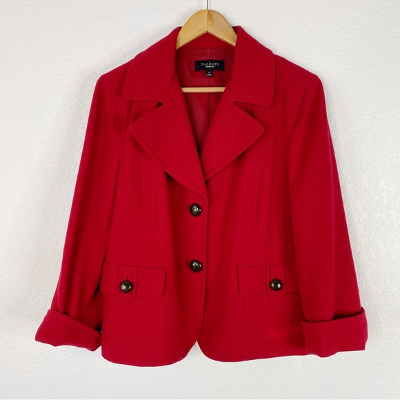 Talbots Jackets & Blazers - Talbots The Grace Fit Red Knit 100% Wool Jacket